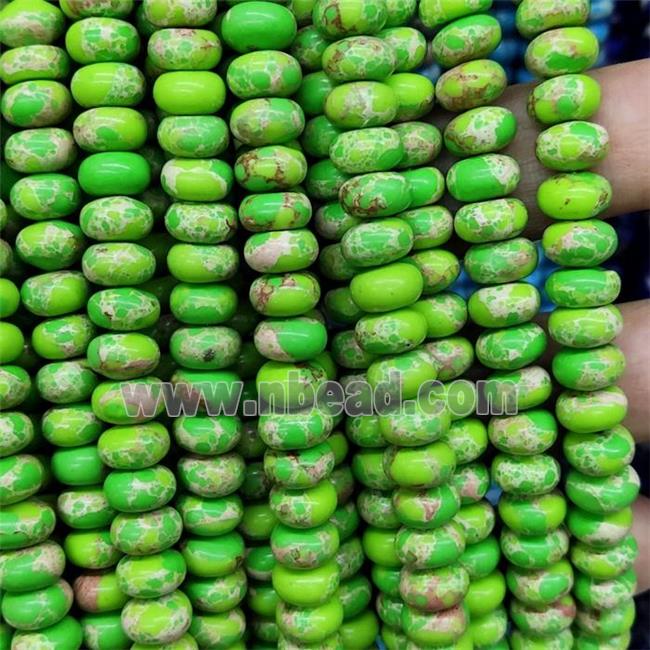 Synthetic Imperial Jasper Beads Smooth Rondelle Green
