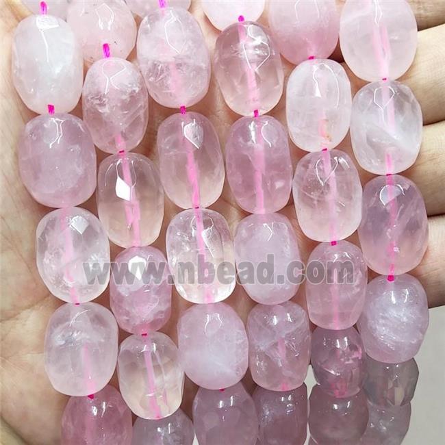 Natural Pink Rose Quartz Nugget Beads Freeform Faceted