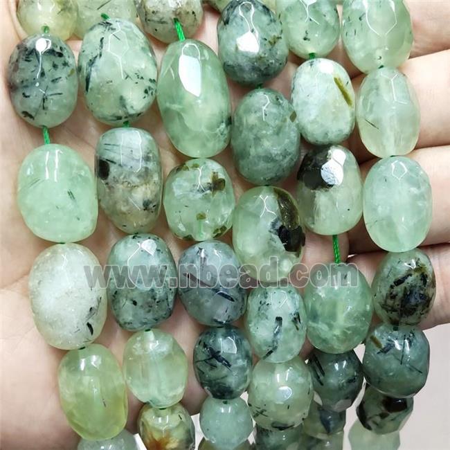 Natural Green Prehnite Nugget Beads Freeform Faceted