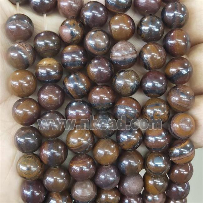 Natural Iron Tiger Eye Stone Beads Ferruginous Smooth Round
