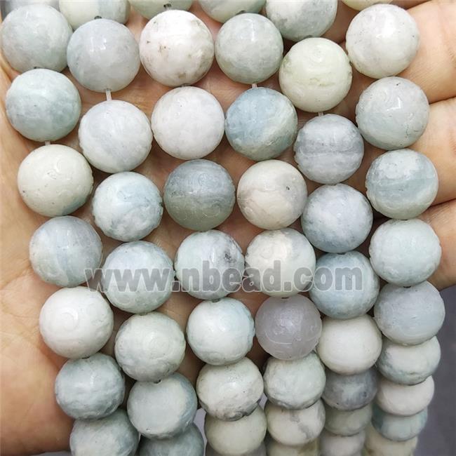Natural Aquamarine Beads Round Carved