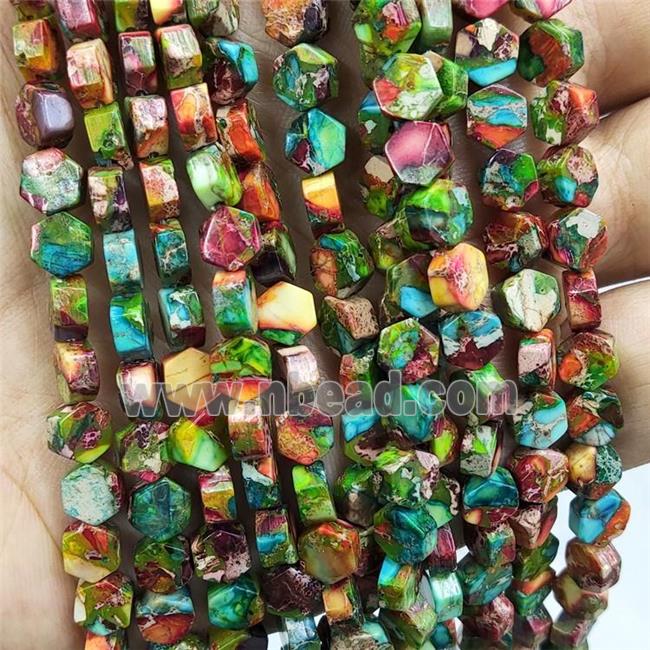 Mosaic Imperial Jasper Beads Hexagon Multicolor
