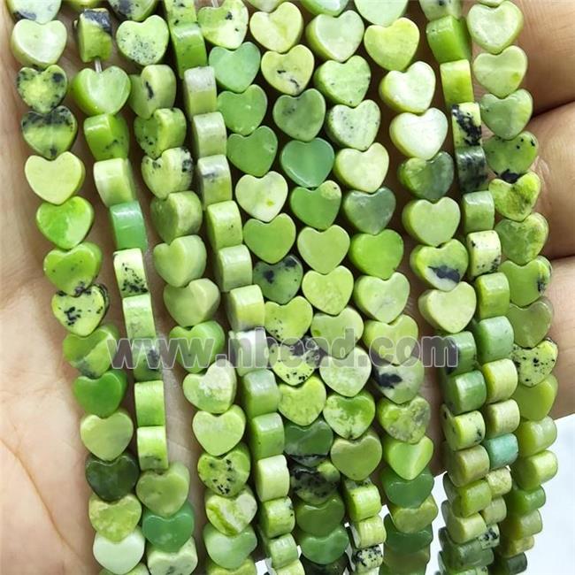 Olive Australian Chrysoprase Beads Heart