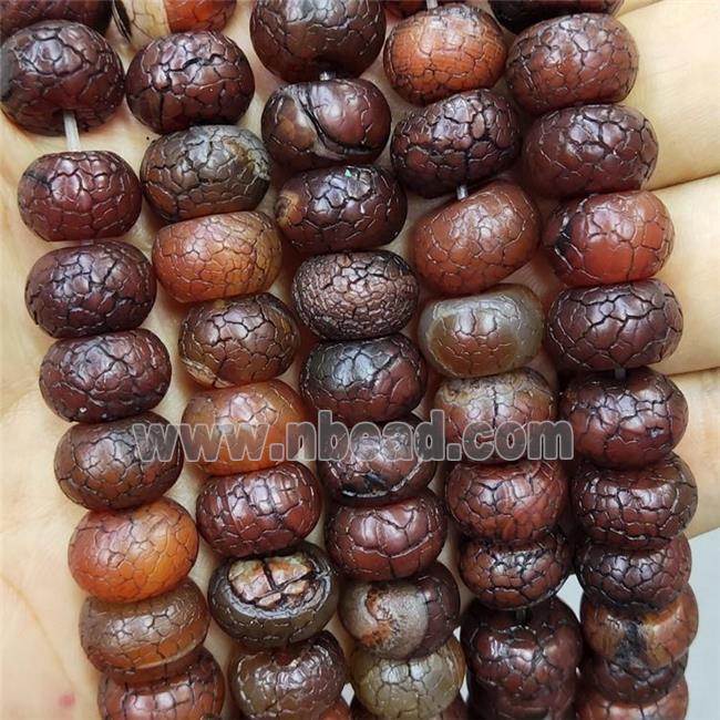 Crackle Agate Beads Snakeskin Rondelle Red