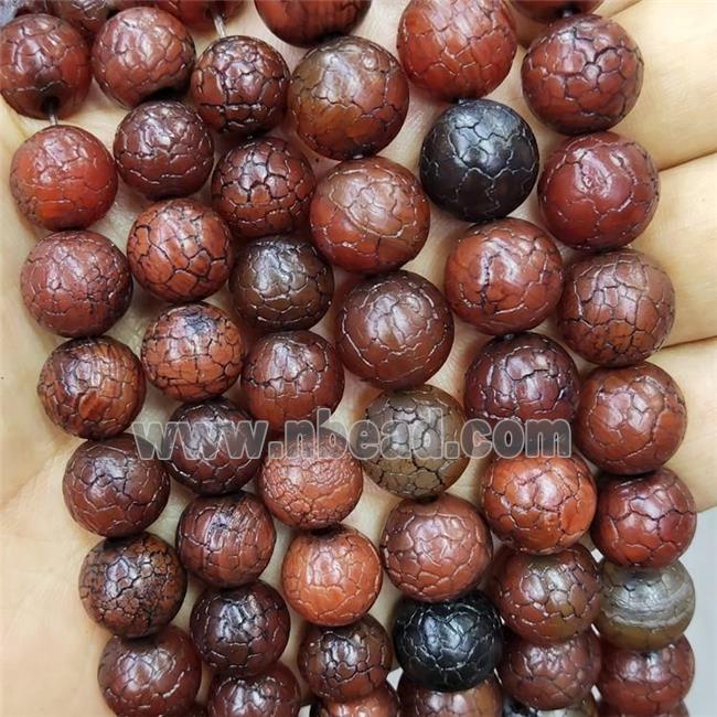 Crackle Agate Beads Snakeskin Round Red