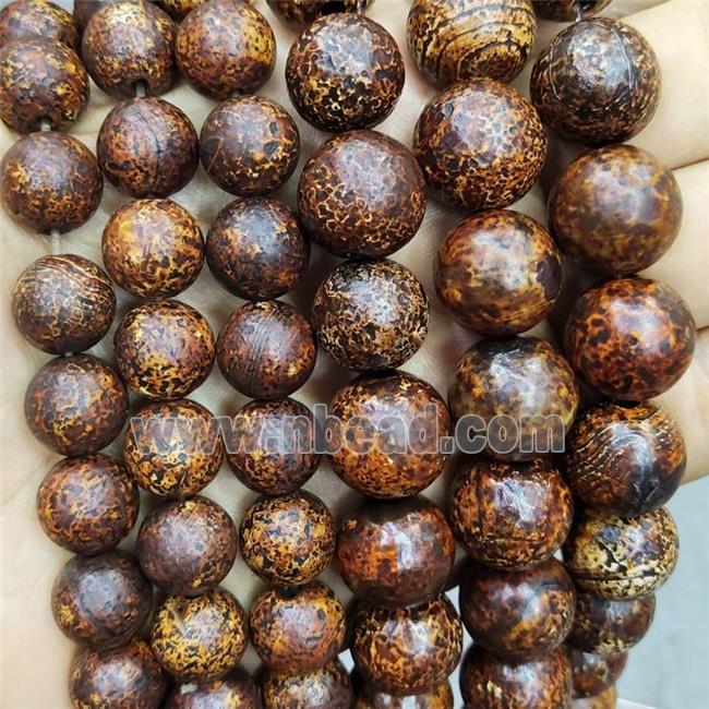 Natural Agate Beads Oakskin Brown Dye Smooth Round