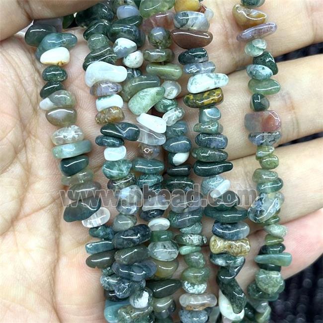 Natural Indian Agate Chip Beads Green Freeform