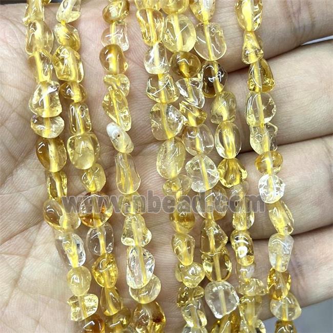 Natural Yellow Citrine Chips Beads Freeform Treated Polished