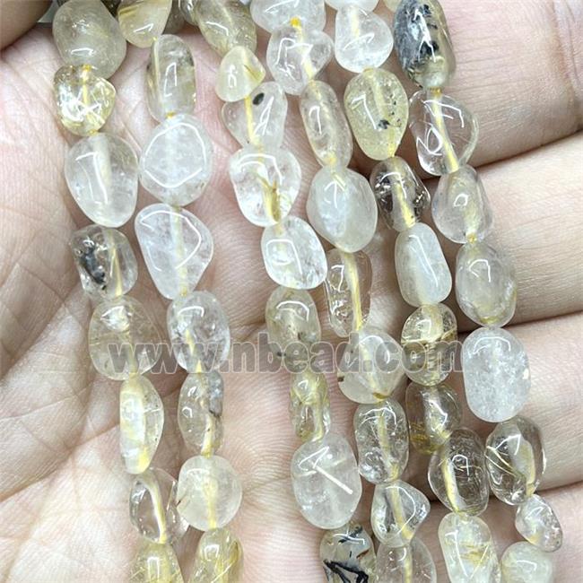Natural Gold Rutilated Quartz Chips Beads Freeform