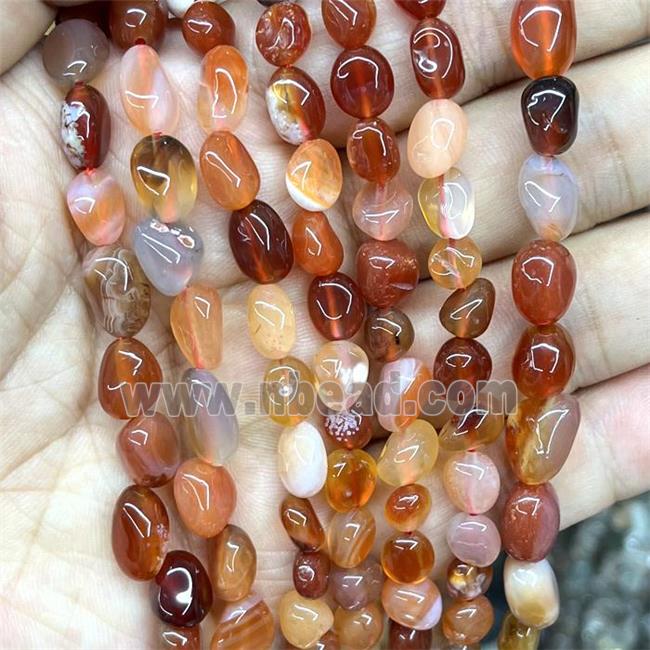 Natural Red Carnelian Chips Beads Polished Freeform