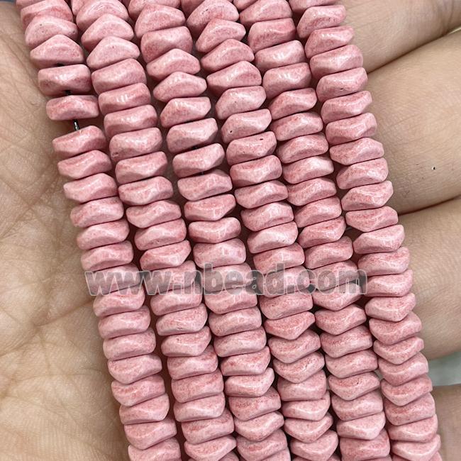 Pink Oxidative Agate Heishi Spacer Beads Faceted