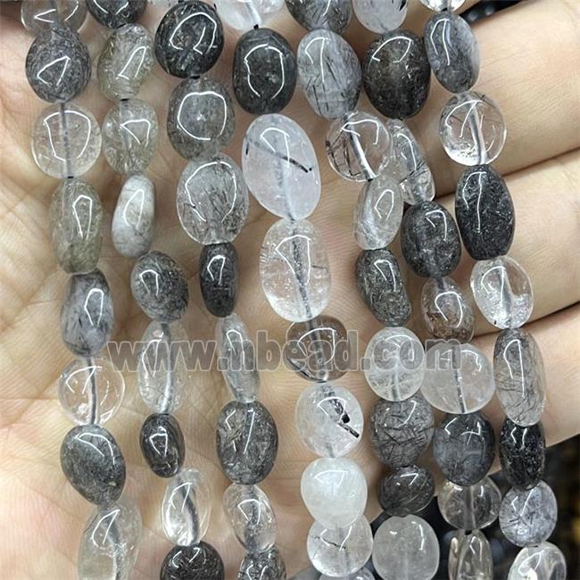 Natural Black Rutilated Quartz Chips Beads Freeform