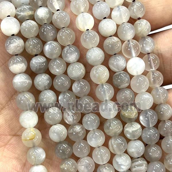 Natural Gray Moonstone Beads Smooth Round B-Grade