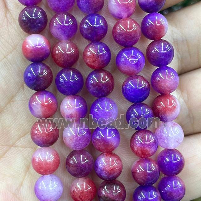 Dichromatic Jade Beads Purple Red Dye Smooth Round
