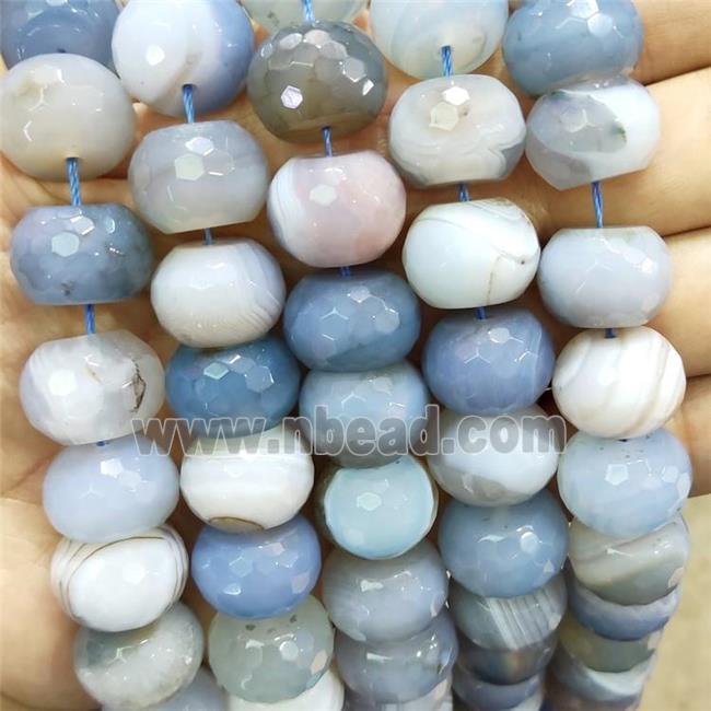 Natural Agate Beads Lt.blue Dye Faceted Rondelle