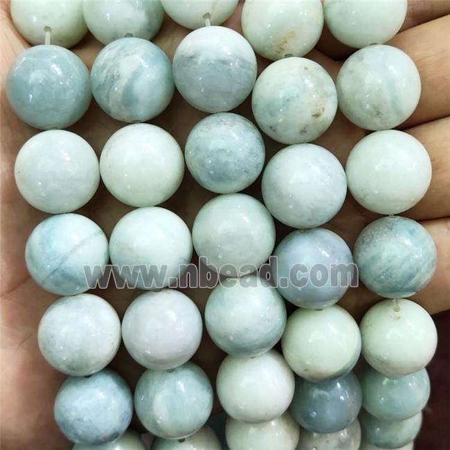 Natural Amazonite Beads Blue Smooth Round B-Grade