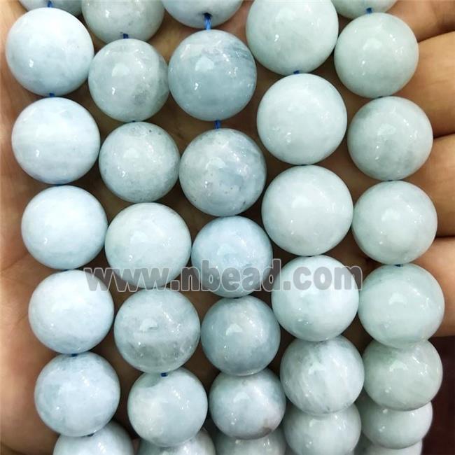 Natural Blue Aquamarine Beads Smooth Round