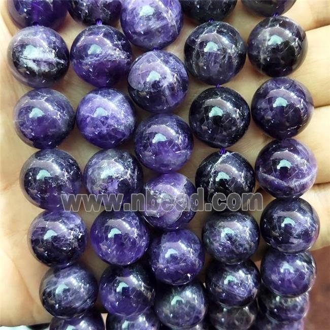 Natural Amethyst Beads Purple Smooth Round