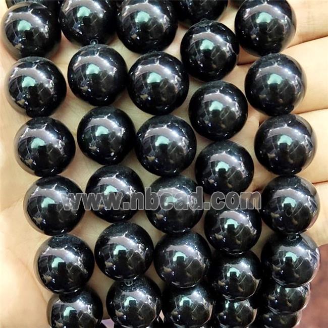 Natural Black Obsidian Beads Smooth Round
