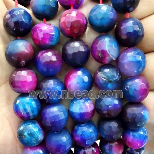 Natural Agate Beads Blue Red Dye Faceted Round
