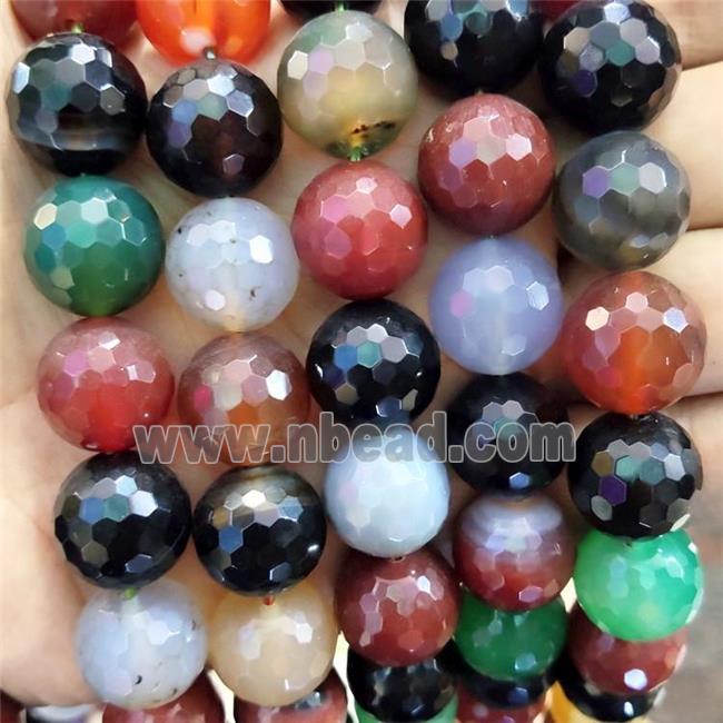 Natural Agate Beads Dye Mixed Color Faceted Round