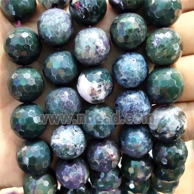 Natural Moss Agate Beads Green Faceted Round