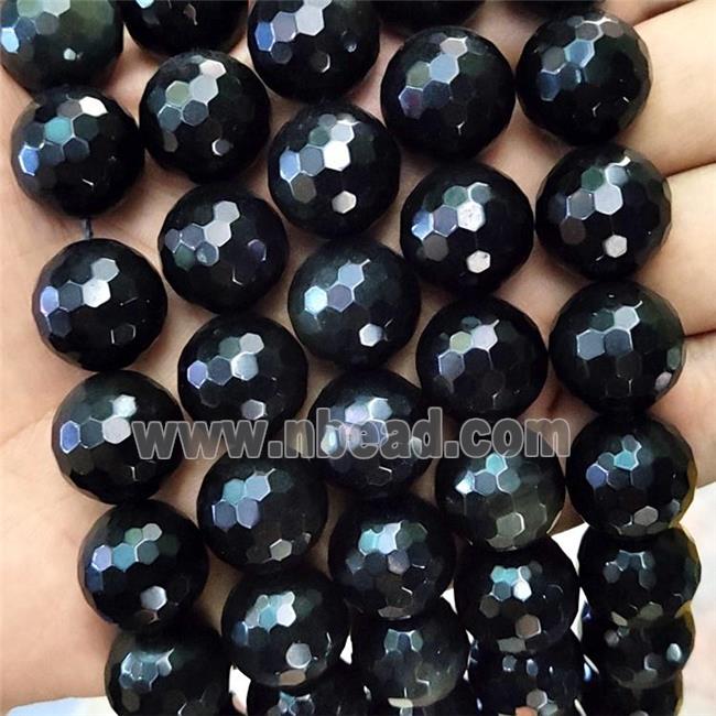 Natural Black Obsidian Beads Faceted Round