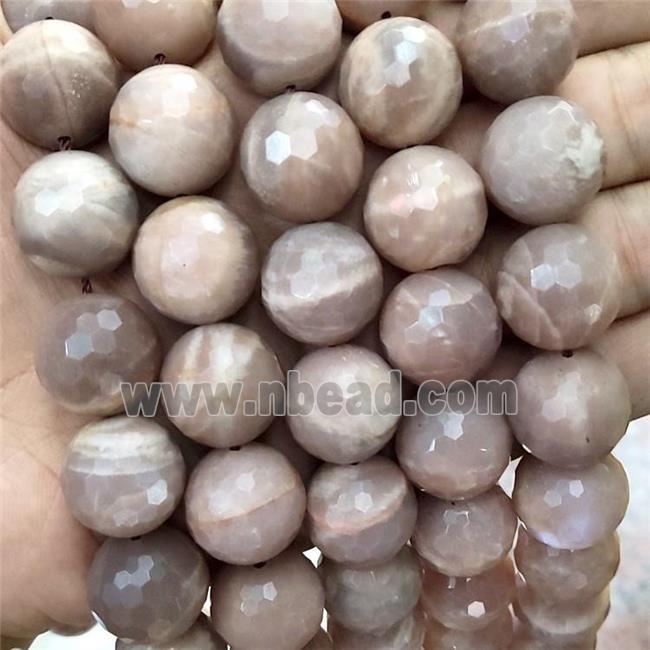 Natural Peach Moonstone Beads Faceted Round