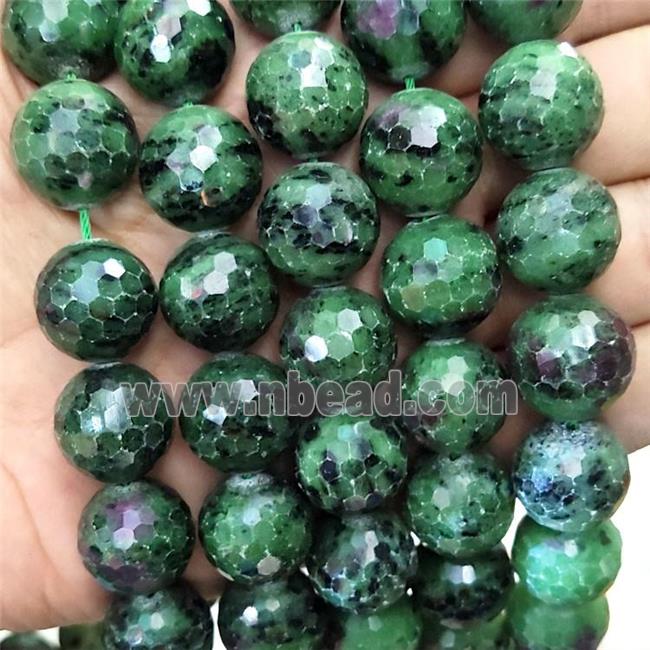 Natural Ruby Zoisite Beads Green Faceted Round
