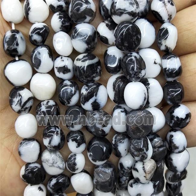 Natural White Black Zebra Jasper Beads Chip Freeform