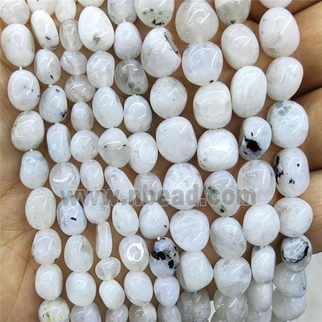Natural White Moonstone Chips Beads Rainbow Freeform Polished