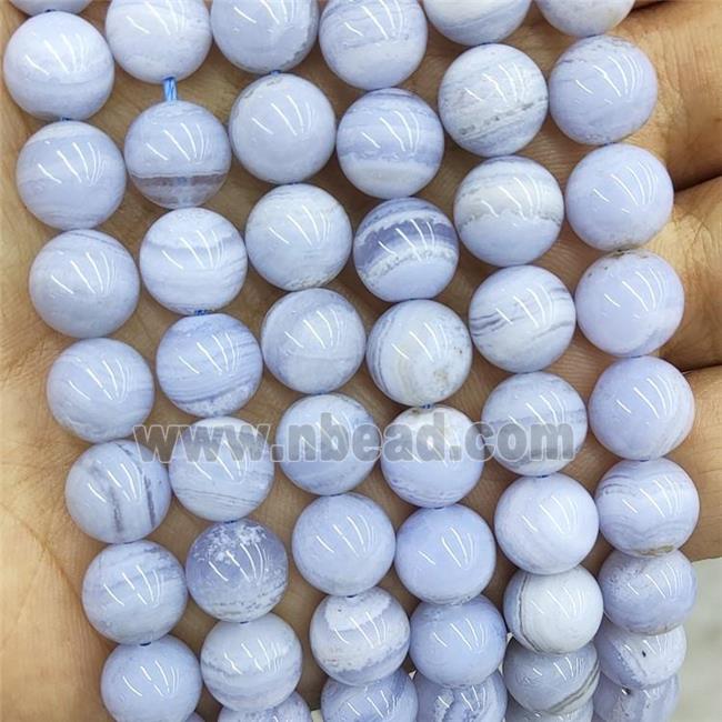 Natural Blue Lace Agate Beads Smooth Round