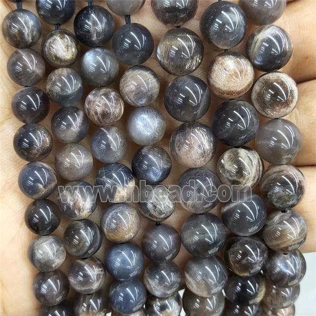 Natural Black Sunstone Beads A-Grade Smooth Round