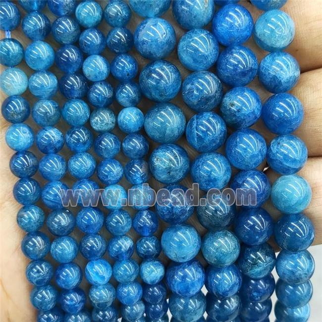 Natural Blue Apatite Beads Smooth Round