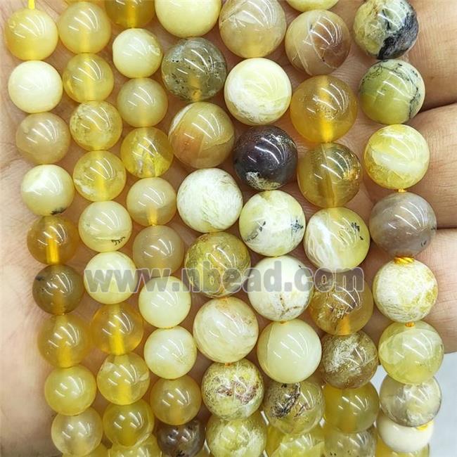Natural Yellow Opal Beads Smooth Round