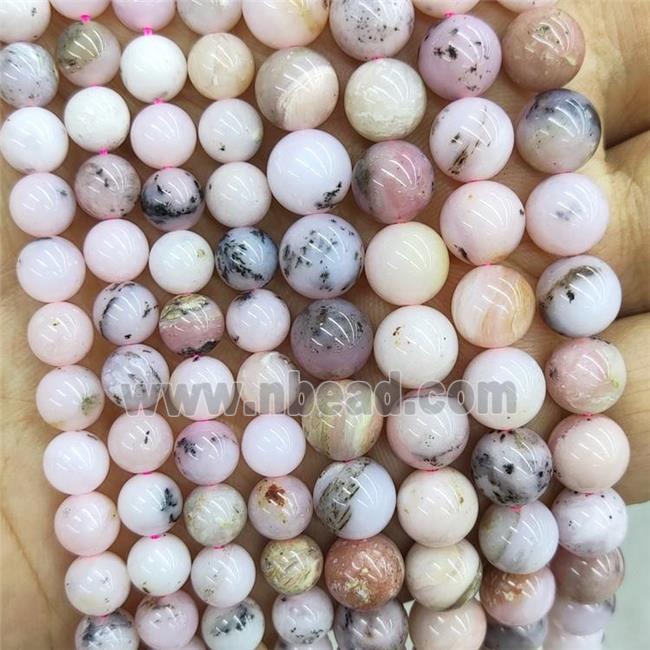 Natural Pink Opal Beads Smooth Round B-Grade
