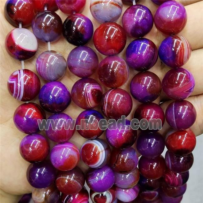 Natural Agate Beads Red Purple Dye Smooth Round