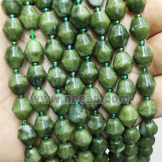 Green Taiwan Jadeite Beads Bicone Nephrite