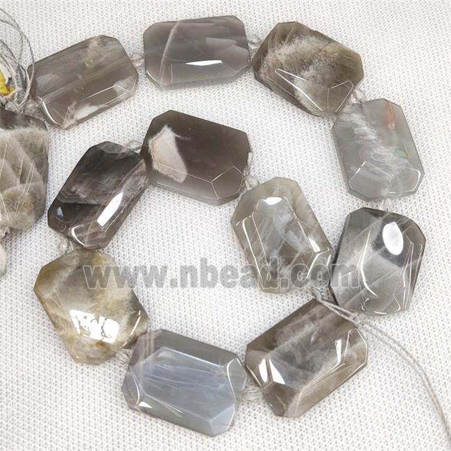 Natural Gray Moonstone Slice Beads