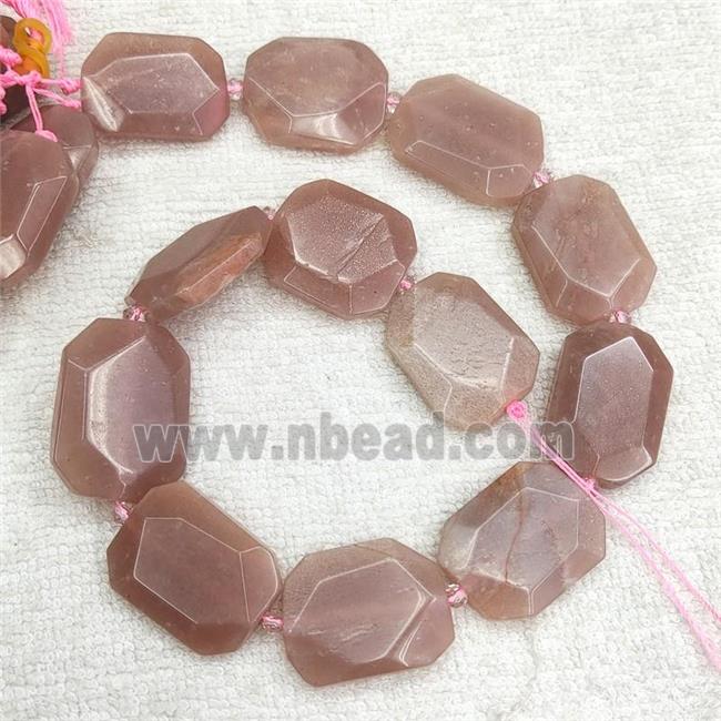 Natural Peach Sunstone Beads Faceted Rectangle