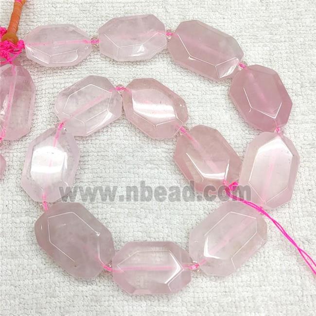 Natural Pink Rose Quartz Beads Faceted Rectangle
