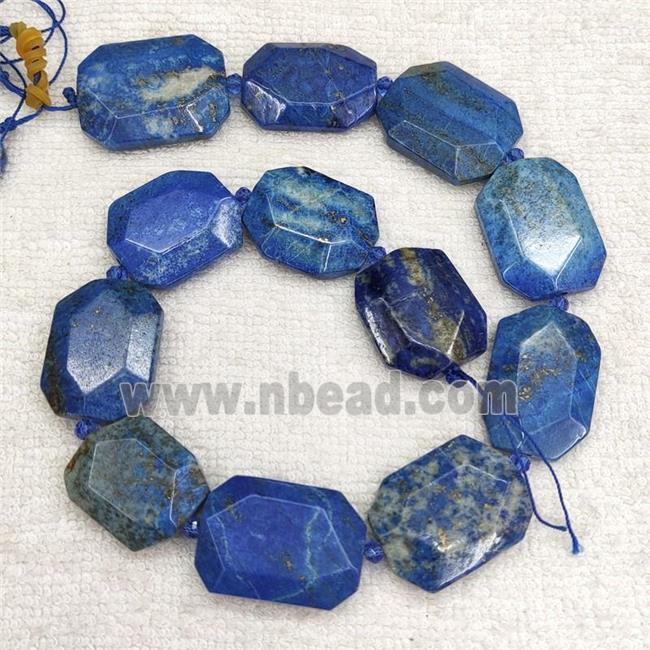 Natural Blue Lapis Lazuli Slice Beads Faceted Rectangle