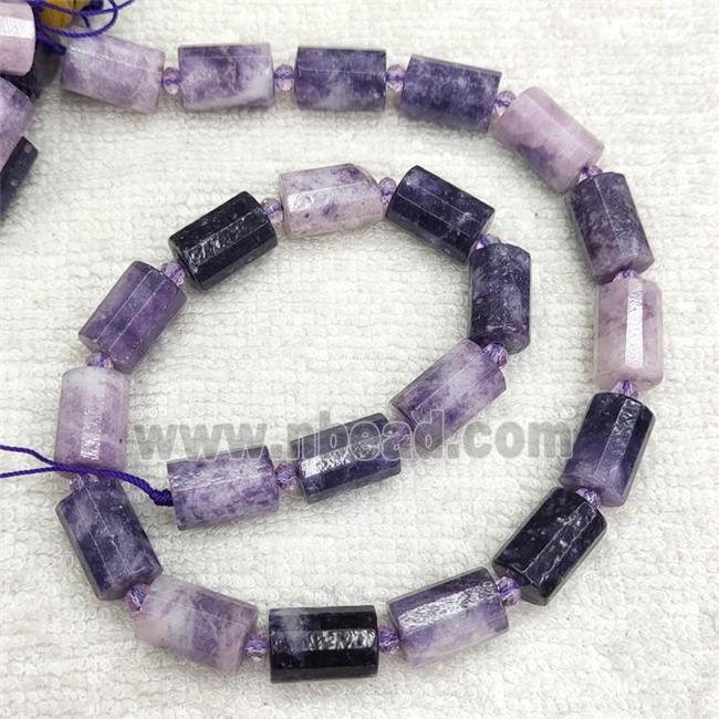 Natural Lepidolite Column Beads Purple