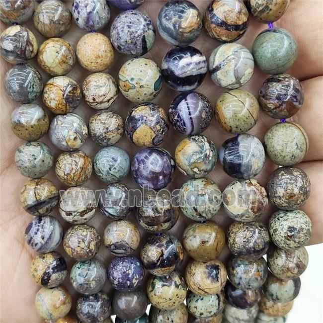 Natural Purple Jasper Beads Smooth Round