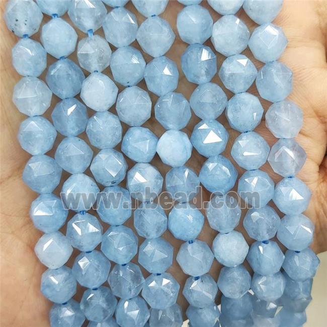 Natural Aquamarine Beads Blue Treated Cut Round