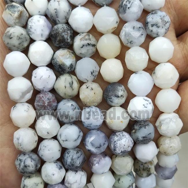 Natural Moss Opal Beads White Cut Round