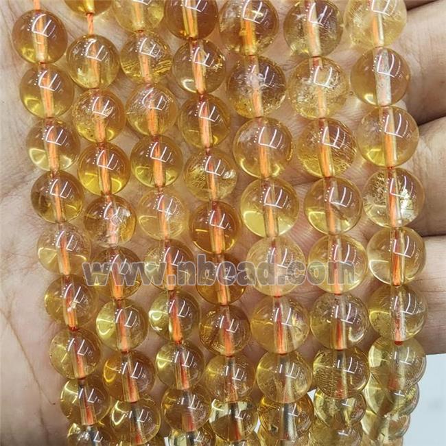 Natural Citrine Beads Yellow Smooth Round A-Grade
