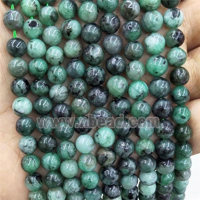 Natural Emerald Beads Green Smooth Round