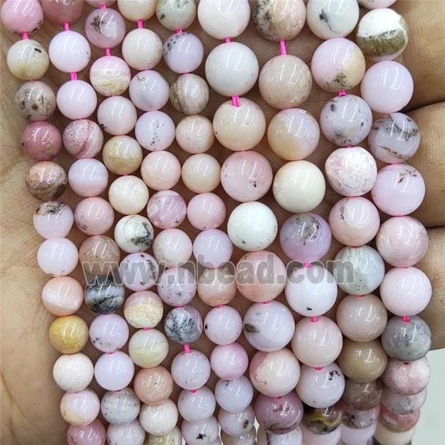 Natural Pink Opal Beads Smooth Round