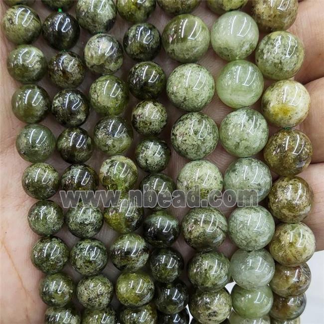 Natural Green Garnet Beads Smooth Round